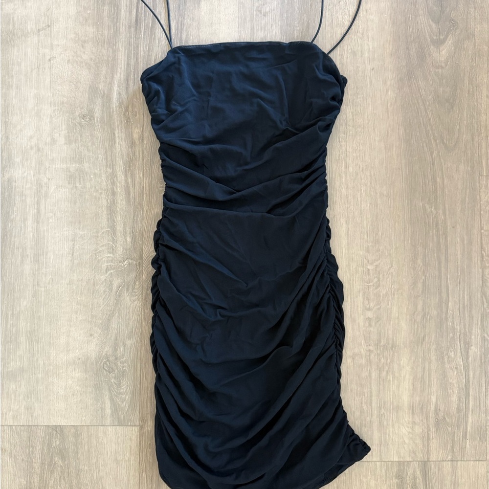 Windsor Strapless Black Ruched Dress